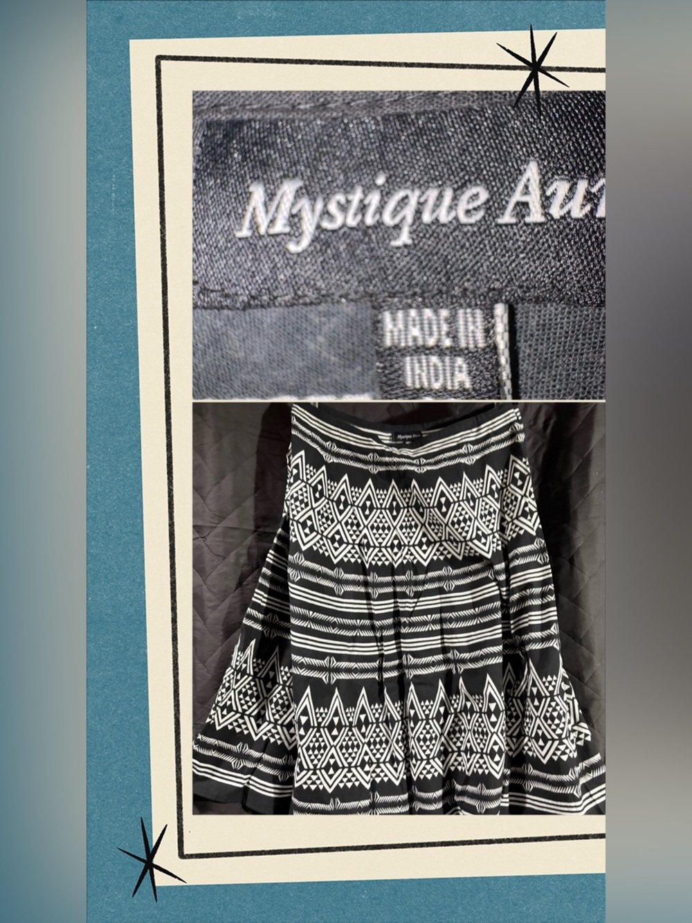 Mystique Boutique Black and White A-Line‎ Skirt #1184